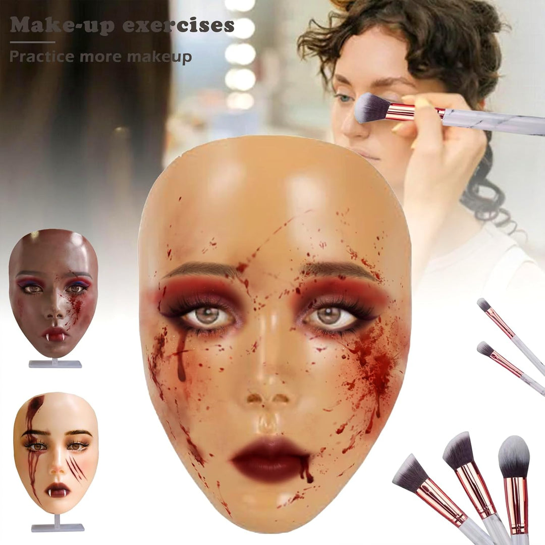 Vollgesichtsübung Silikon Trainingsgesicht, Schaufensterpuppengesicht für Make-up Praxis mit Make-up