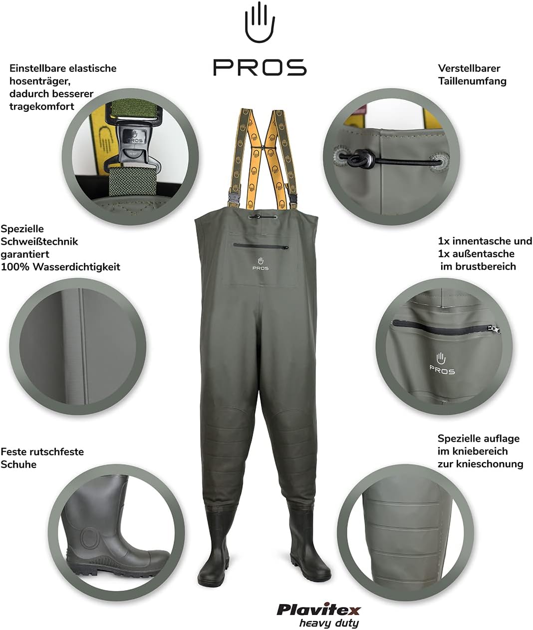 Wathose Hosenträger Prämie Waders verstellbare Hochwasserhose wasserdicht Hose Regenhose Angeln mit
