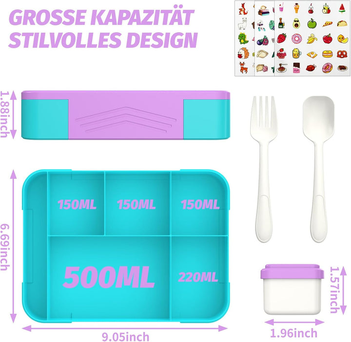 SWVIODMT Brotdose Kinder mit Fächern 1300 ml Lunchbox für Kinder, Auslaufsichere Lunchbox mit 5 Fäch
