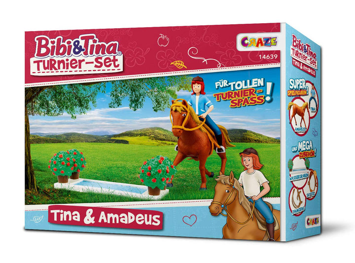 CRAZE Bibi und Tina Spielzeug Turnier-Set TINA & AMADEUS Spielfiguren Pferde Spielzeug mit Pferde Zu