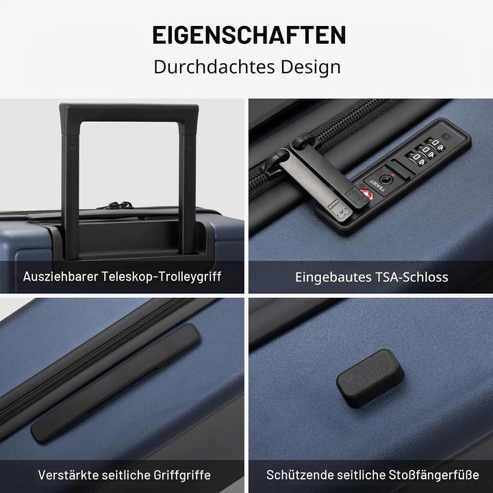 LEVEL8 Koffer Trolleys handgepäck Leichtgewicht 100% PC mit Organizer Set 4-teilig TSA Zahlenschloss