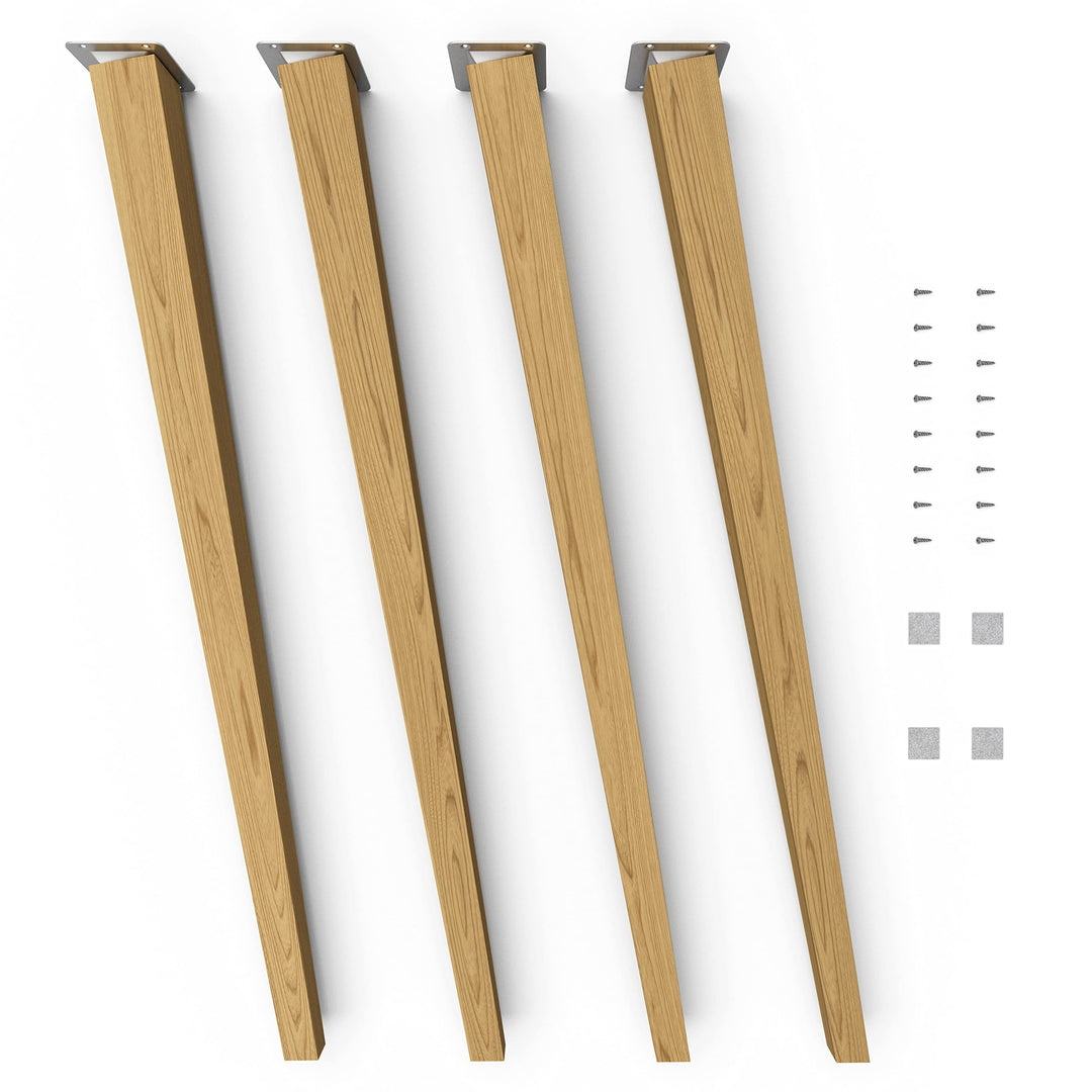Sossai® Holz-Tischbeine - Clif Square | Öl-Finish | Höhe: 71 cm | HMF4 | eckig, konisch (schräge Aus