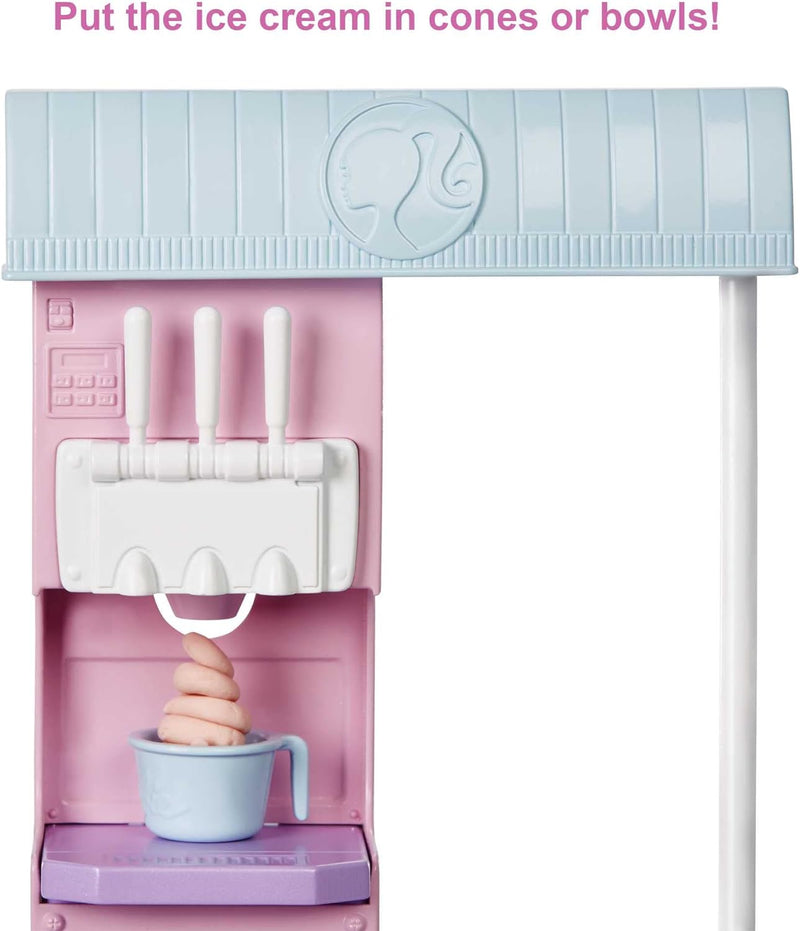 Barbie Bundle Food Truck Vehicle Playset mit 30+ Zubehör, You Can Be Anything Series, Ice Cream Parl
