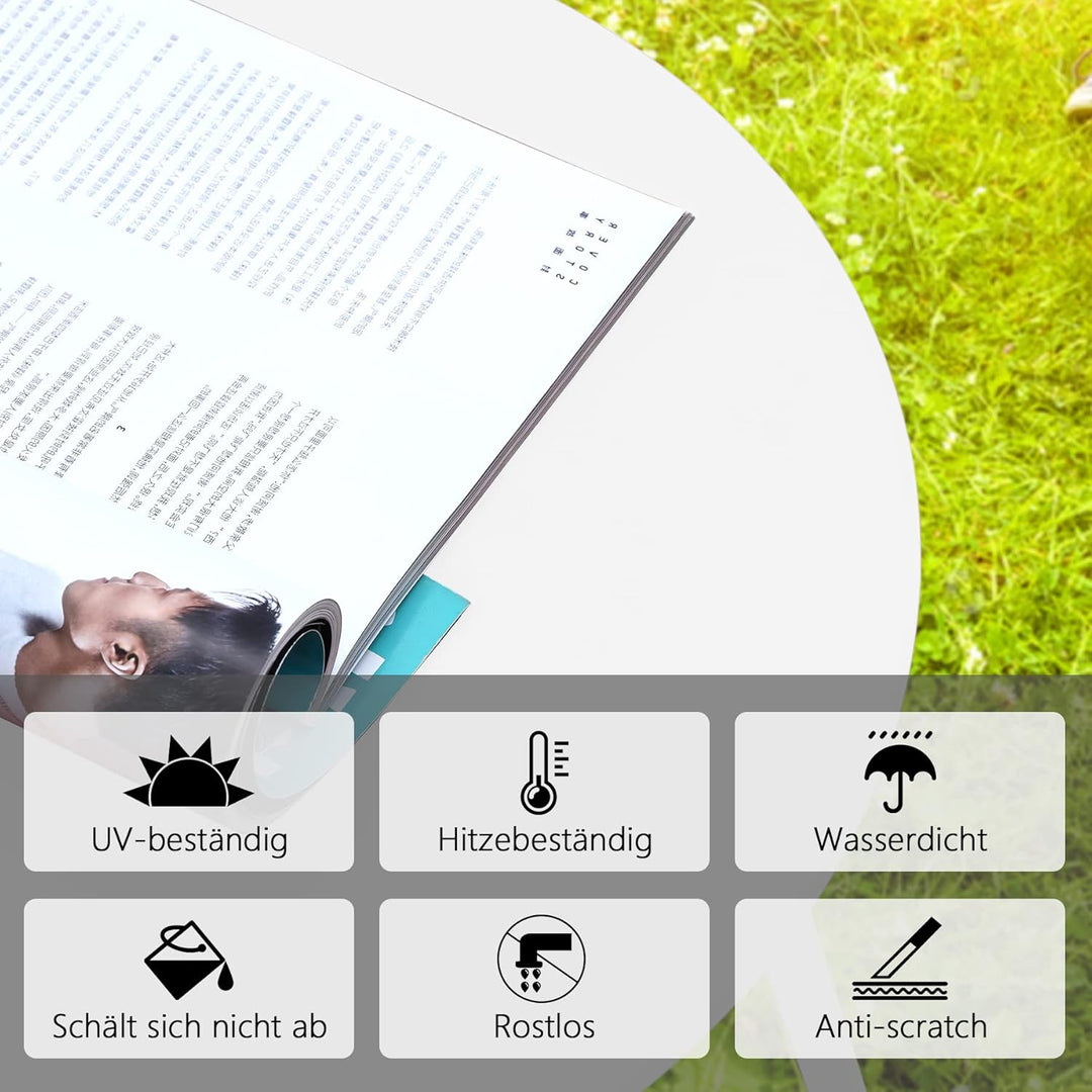 Beistelltisch, Kleiner Beistelltisch Metall, Garten Rund, Couchtish & Kaffeetisch mit Verstellbarer