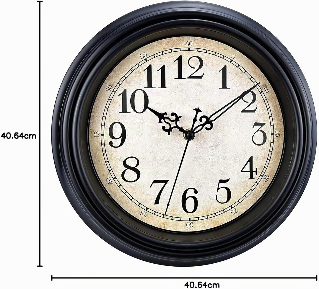 Plumeet Extra Grosse Wanduhr Klassisch 40.6cm, Ruhige Retro Wanduhr ohne Tickgeräusche für Wohnzimme