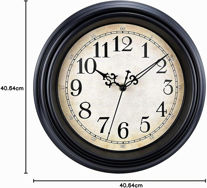 Plumeet Extra Grosse Wanduhr Klassisch 40.6cm, Ruhige Retro Wanduhr ohne Tickgeräusche für Wohnzimme