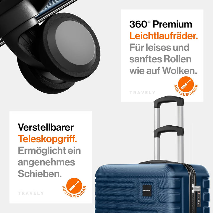 Travely Premium Koffer 24" Jede Menge Platz mit mehr als 75L Volumen, sehr robuster Hartschalen Koff