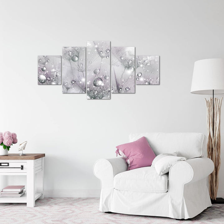 Runa Art Wandbilder Blumen Pusteblume 5 Teilig Bild auf Vlies Leinwand Deko Wohnzimmer Blumenwiese G