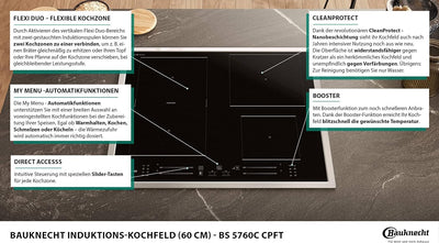 Bauknecht BS 5760C CPFT Induktions-Kochfeld / 60 cm/CleanProtect – mühelose Reinigung nur mit Wasser