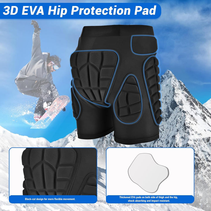TOMSHOO Protektorhose Herren Damen, 3D-Schutz Gepolsterte Kurze Hose für Snowboarding, Skaten und Sk