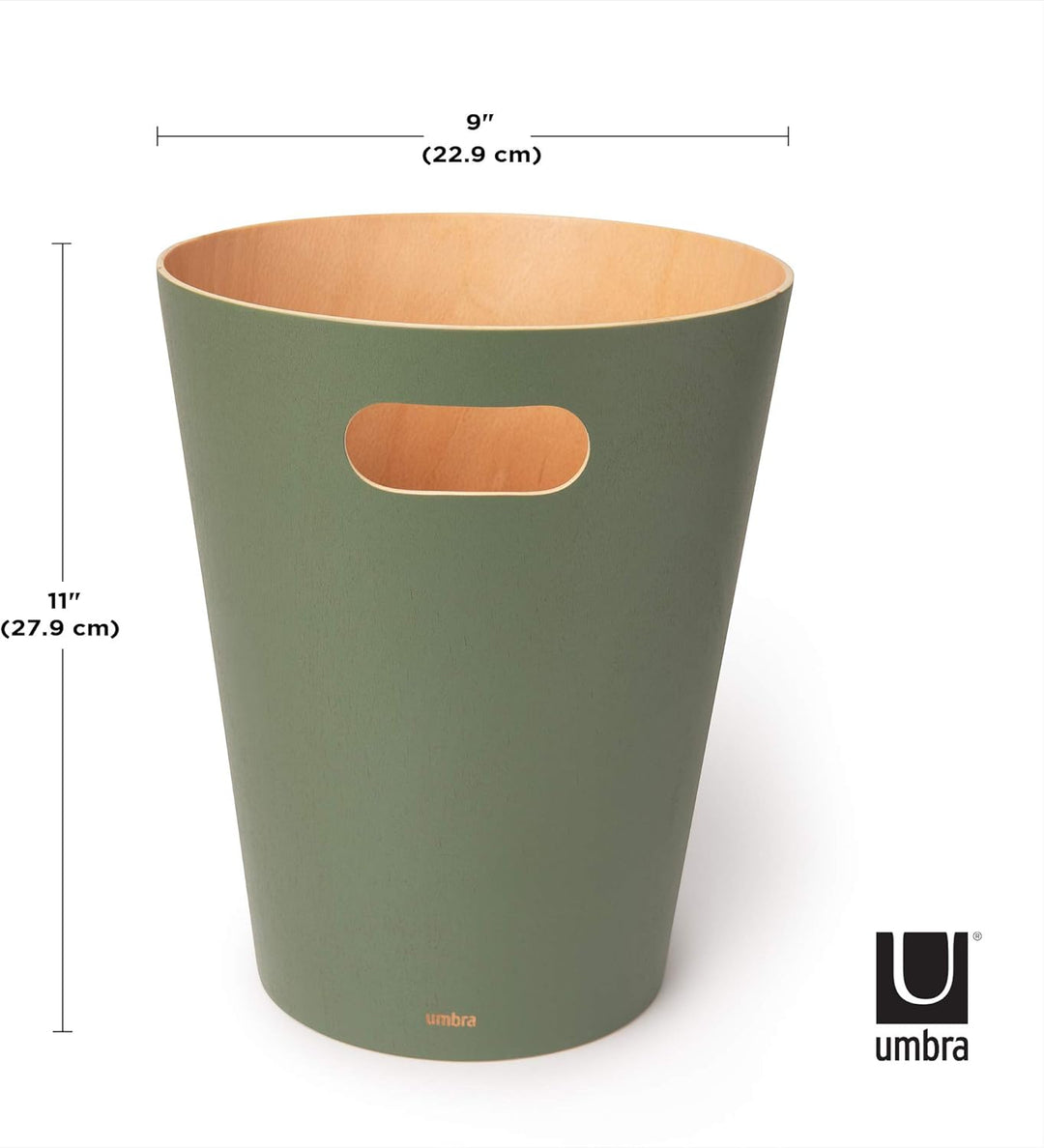 Umbra Woodrow Abfalleimer Holz, 7, 5l, Salbeigrün, Salbeigrün