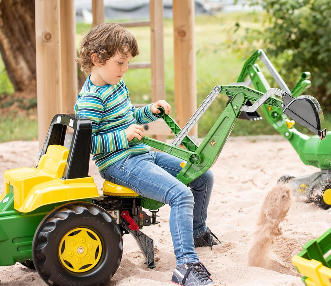 Rolly Toys Traktor / rollyJunior Trettraktor John Deere (mit Lader und Heckbagger, für Kinder ab 3 J
