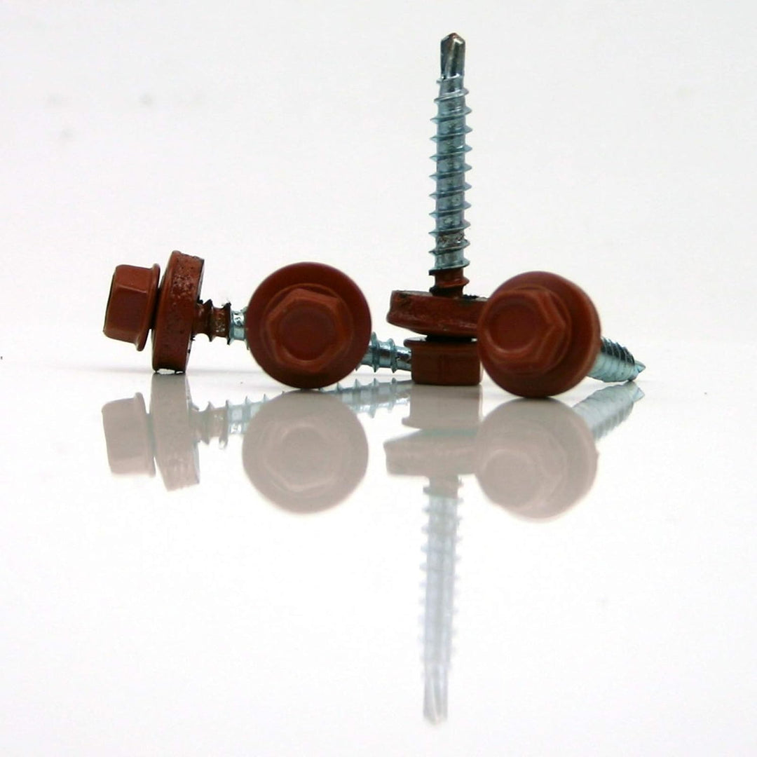 Trapezblechschrauben 4,8 x 55 mm selbstbohrend mit Dichtscheibe verschiedene Farben (500, kupferbrau