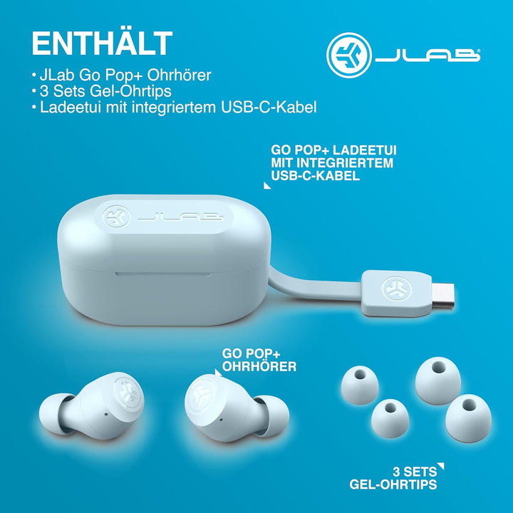 JLab Go Air Pop+ In Ear Kopfhörer kabellos Bluetooth, True Wireless Kopfhörer, 35+ Std. Headphones,