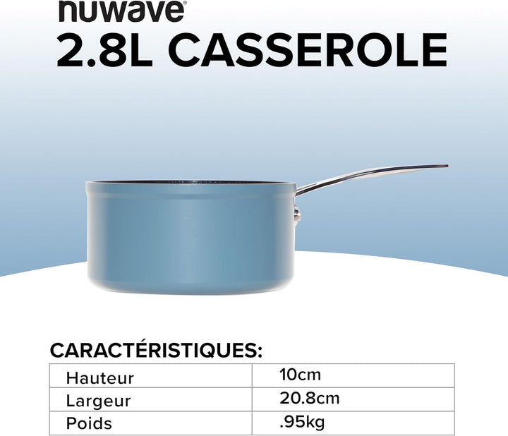 Nuwave 2,8 l gesunder Duralon Blue Keramik Antihaft-Kochtopf, PFAS-frei, spülmaschinen- und ofenfest