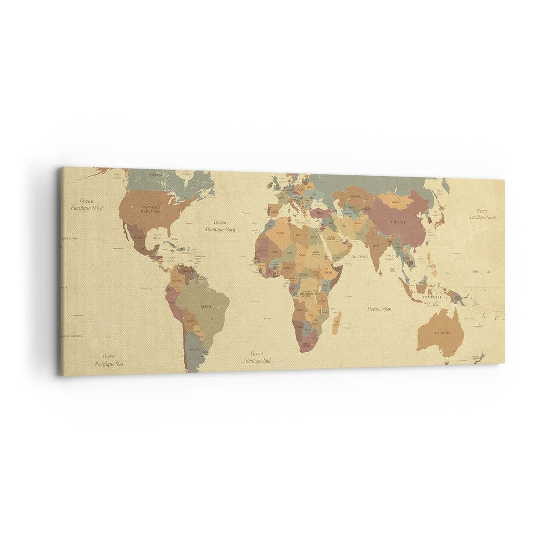 Wandbilder Dekoration Wohnzimmer Karte Welt Land Panorama Bilder auf Leinwand 120x50cm Leinwandbild