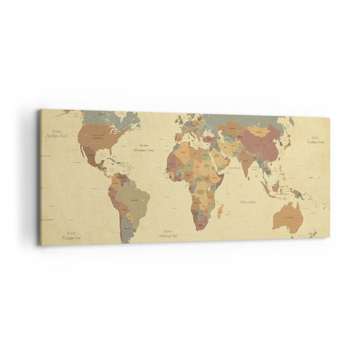 Wandbilder Dekoration Wohnzimmer Karte Welt Land Panorama Bilder auf Leinwand 120x50cm Leinwandbild
