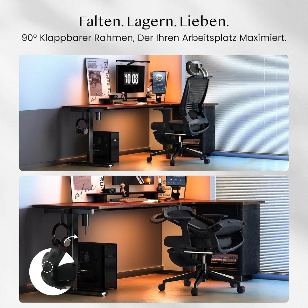 FLEXISPOT Ergonomischer Bürostuhl Foldex, Klappbarer Bürostuhl für Kleine Räume mit Lendenwirbelstüt