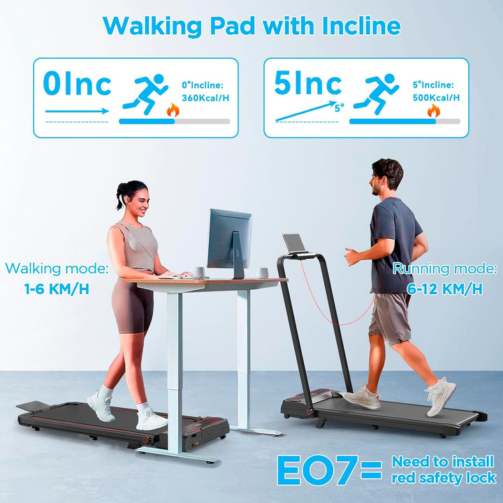 Laufband für Zuhause mit Neigung, 2 in 1 Walking Pad, Laufband mit Steigung, 2.5HP Under Desk Schrei