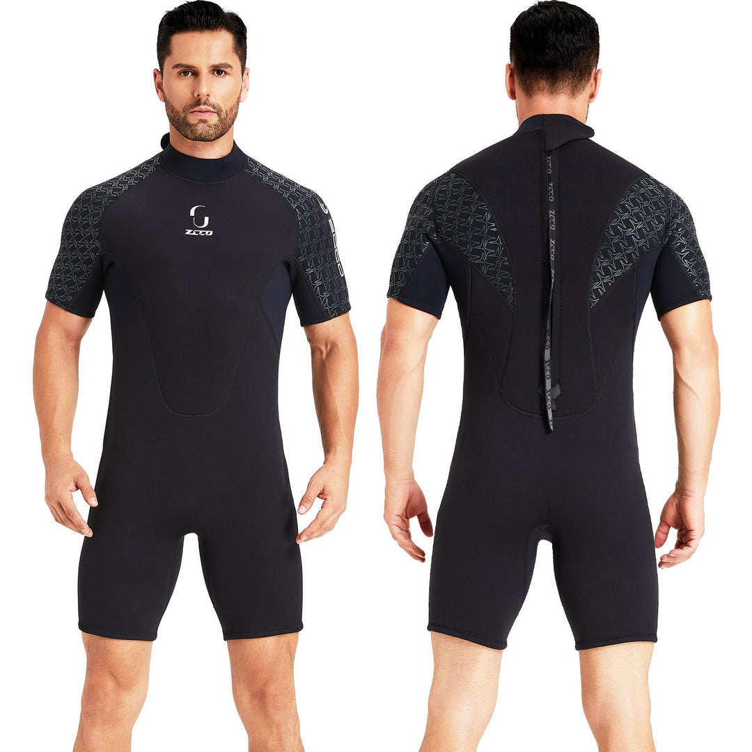 Neoprenanzug Damen Rückenreissverschluss Kurze Neoprenanzug Herren 3mm Neopren Kurzarm Neoprenanzug