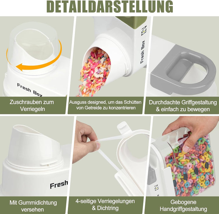 Vorratsdose 2.5L Luftdicht Müslidose, Schüttdose Aufbewahrungsbox mit Messbecher für Lebensmittel wi