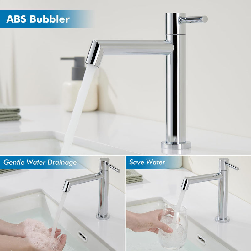 Ulytid Kaltwasserhahn, Chrom Wasserhahn Bad, Einhebel Waschtischarmatur mit Abnehmbarer Sprudler, Ba