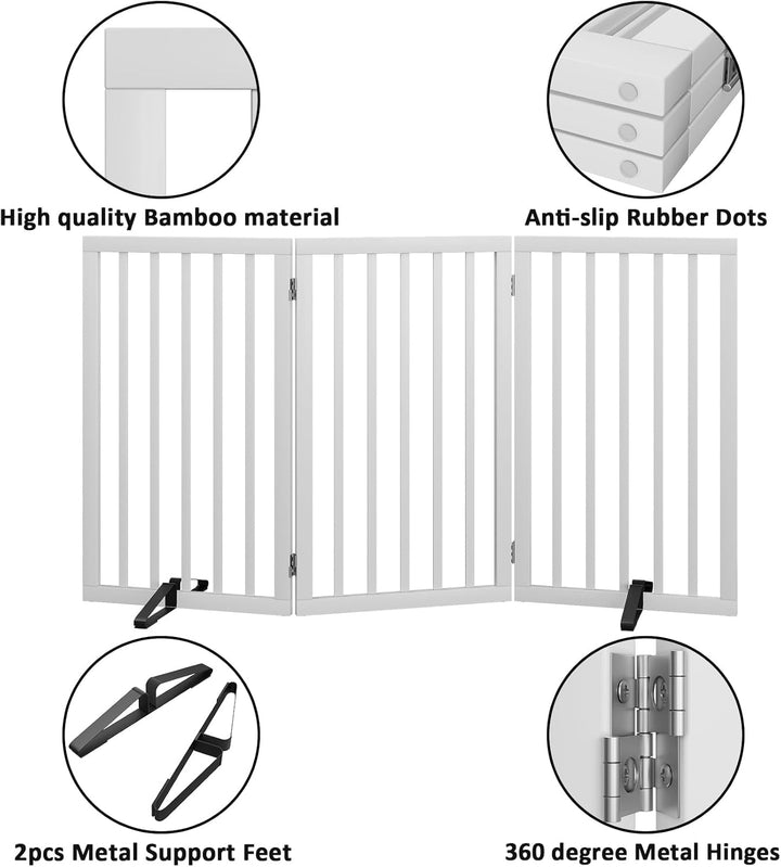 Freistehendes Hundegitter, Faltbares Hundebarriere für Tür,Treppen,Flur,Küche &amp; Schlafzimmer, Freist