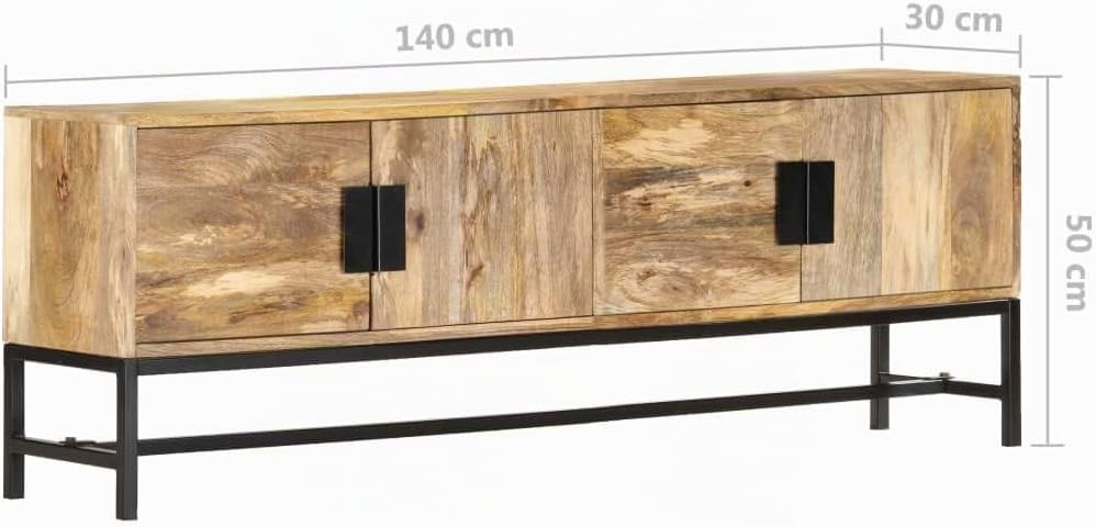 vidaXL Mangoholz Massiv TV Schrank mit 4 Türen Lowboard Fernsehschrank Fernsehtisch TV Möbel Board S