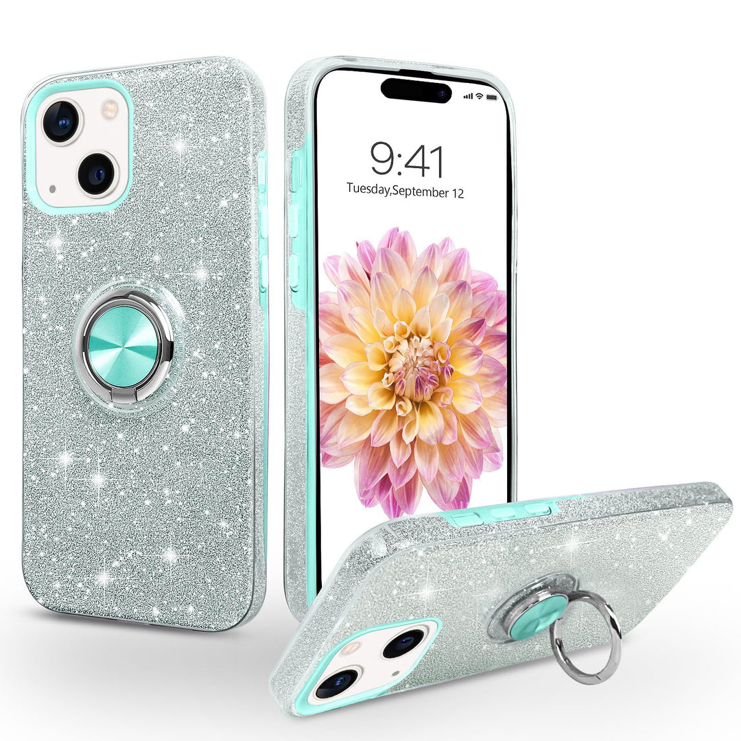 SouliGo iPhone 14 Hülle, iPhone 14 Hülle Glitzer, iPhone 14 Handyhülle Silikon Case Cover mit 360 Gr