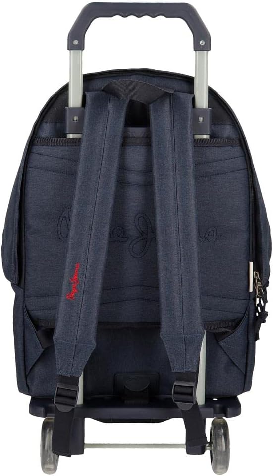Pepe Jeans Aidan Rucksack für Laptop, Doppelfach mit Trolley, 15,6 Zoll, Blau, 31 x 44 x 17,5 cm, Po
