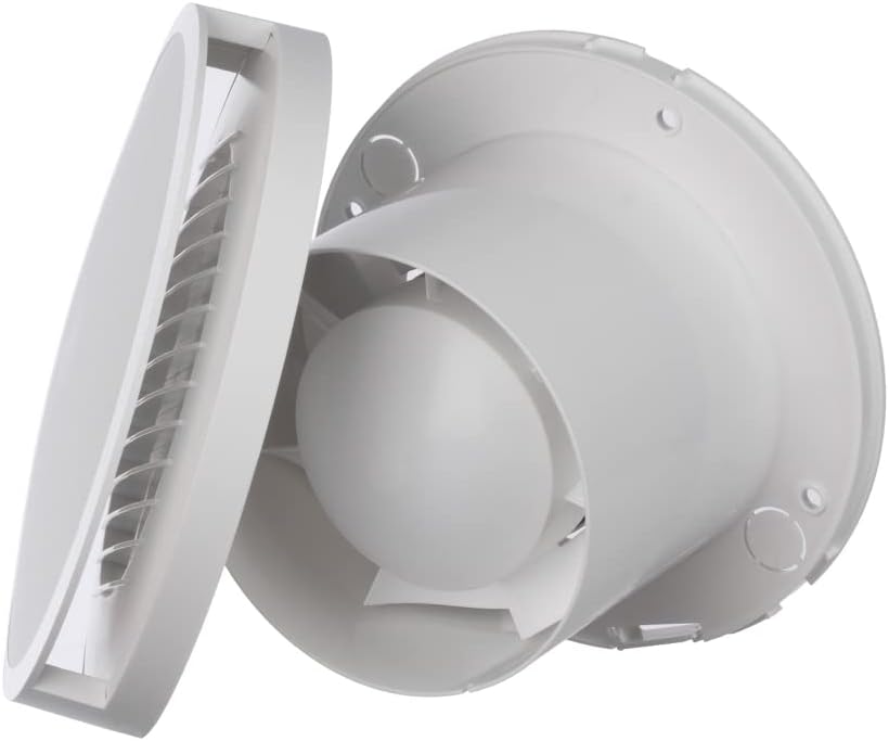EUROPLAST Ø 100mm Badlüfter Timer/Nachlauf, Wandlüfter Rund Front - Ventilator Wandventilator Abluft