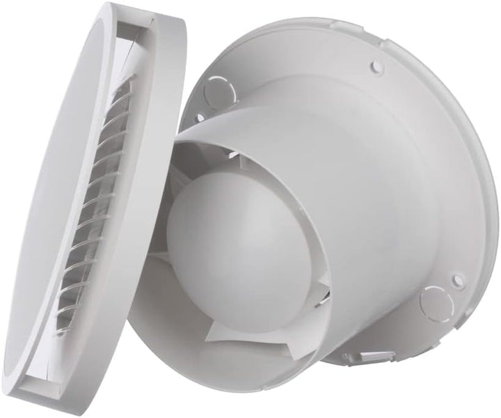 EUROPLAST Ø 100mm Badlüfter Timer/Nachlauf, Wandlüfter Rund Front - Ventilator Wandventilator Abluft