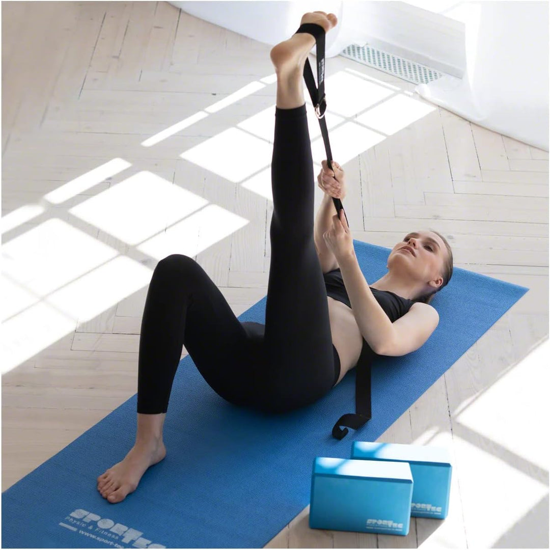 Yoga Starter Set, Matte, Block, Gurt, Pilates, Gymnastik, Fitness, Stretch, Balance, Sport, 4-TLG Bl