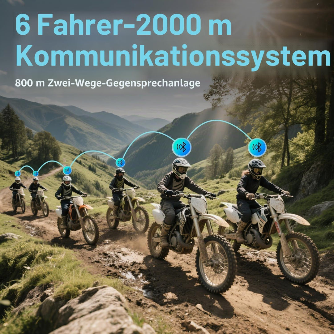 EuroFone Motorrad Bluetooth Headset, Motorrad Bluetooth Intercom Kommunikationssystem mit LED-Bildsc