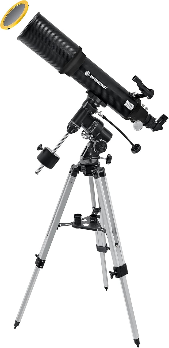 Bresser AR-102/600 EQ-3 Refraktor Teleskop mit 3-Bein-Stativ aus Aluminium, EQ3-Montierung, LED-Leuc