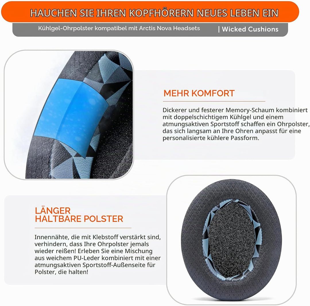 WC Freeze für Arctis Nova – Hybrid-Gewebe-Kühlgel-Ersatz-Ohrpolster für Arctis Nova Pro Wired, Nova