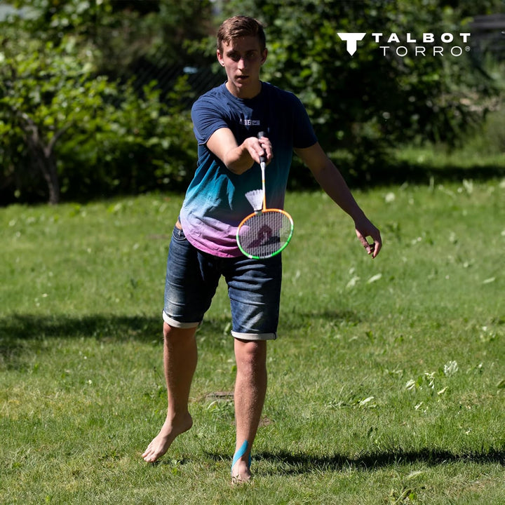 Talbot-Torro Badminton-Set 4-Attacker Plus, Kolmplettset mit 4 Schläger, 3 Federbälle, komplette Net