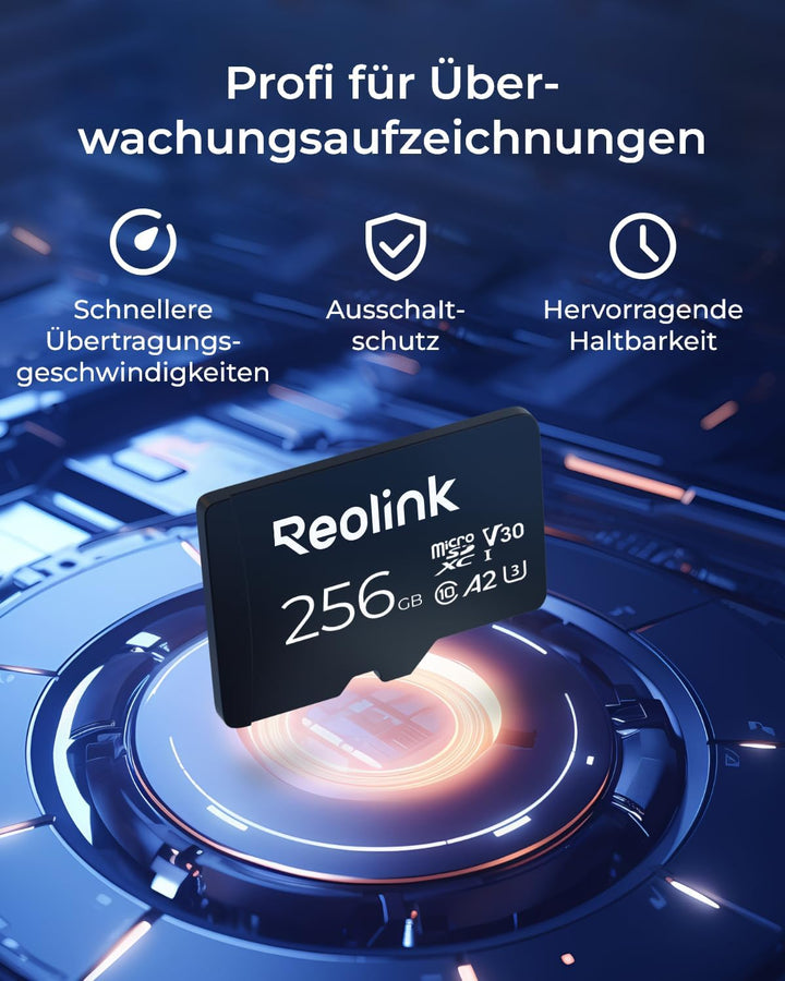 Reolink 256GB Micro SD Karte, Klasse 10 A2 U3 MicroSDXC-Hochgeschwindigkeitsspeicherkarte, kompatibe