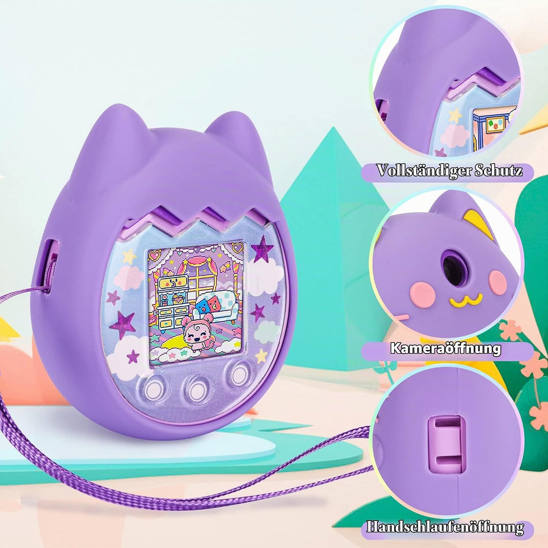Silikon Hülle und Hartschalenkoffer kompatibel mit Tamagotchi Pix Virtuelles Haustierspielzeug, Schu