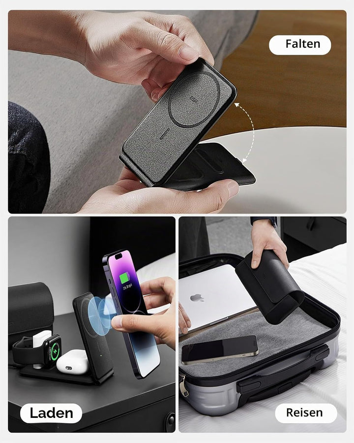ESR 3 in 1 Ladestation Apple Watch und iPhone, Magsafe Ladestation, Faltbare Magsafe Ladegerät für i