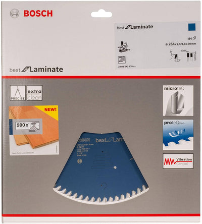 Bosch Professional 2608642135 Kreissägeblatt Best for Laminate 254 x 30 x 2.5/1.8 mm Z84TR-F, 254 x