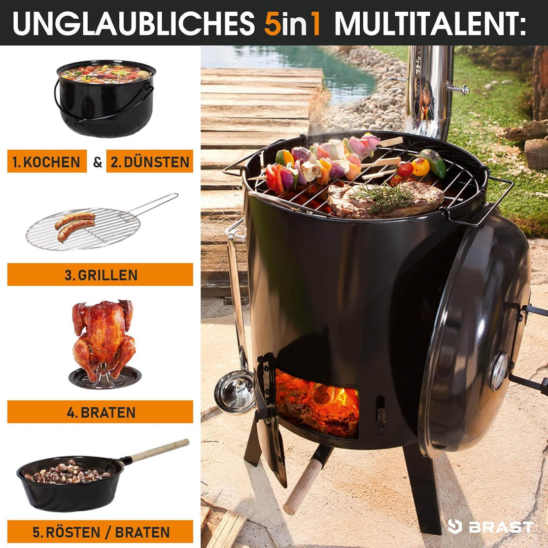 BRAST® Eintopfofen mit Grillfunktion Ofen Kugelgrill Barbecue Grill Outdoor-Küche Gulaschkanone Supp