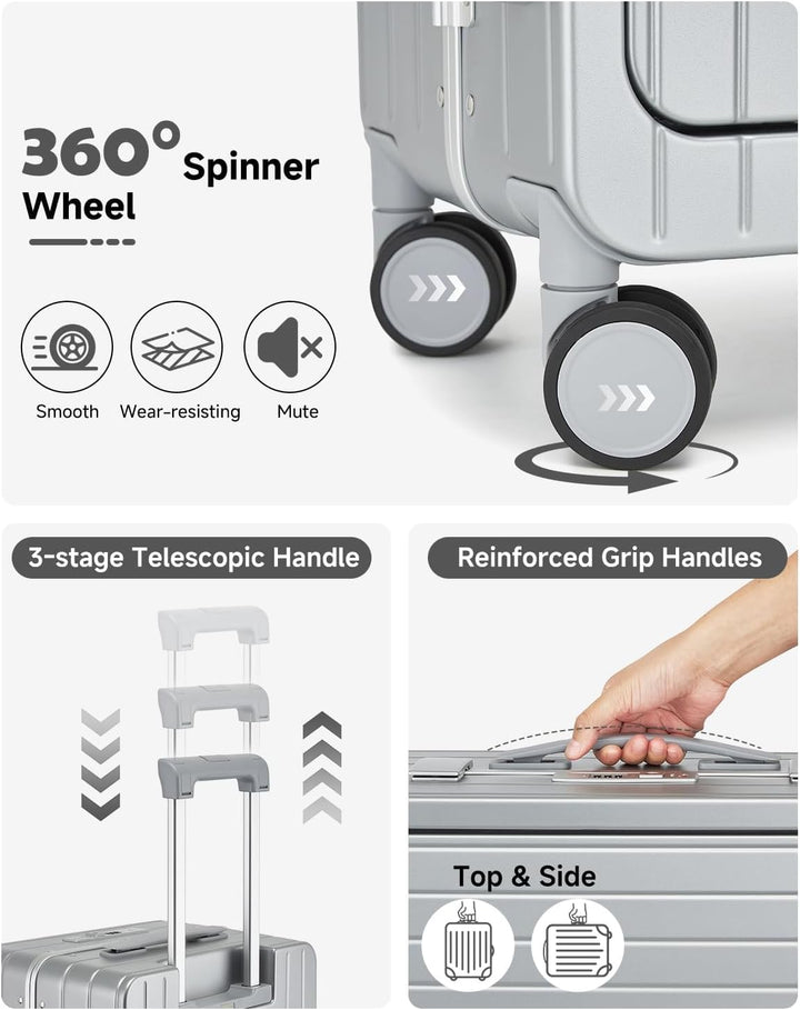 Sea choice Handgepäck mit Laptopfach für 15,6" Reisekoffer aus PC mit USB-Anschluss Hartschalen Trol