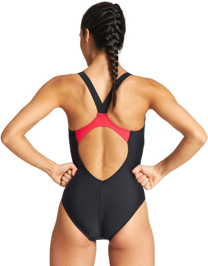 ARENA Damen W Threefold V Back One Piece R One Piece Swimsuit (1er Pack) 40 Black-black-anguria, 40