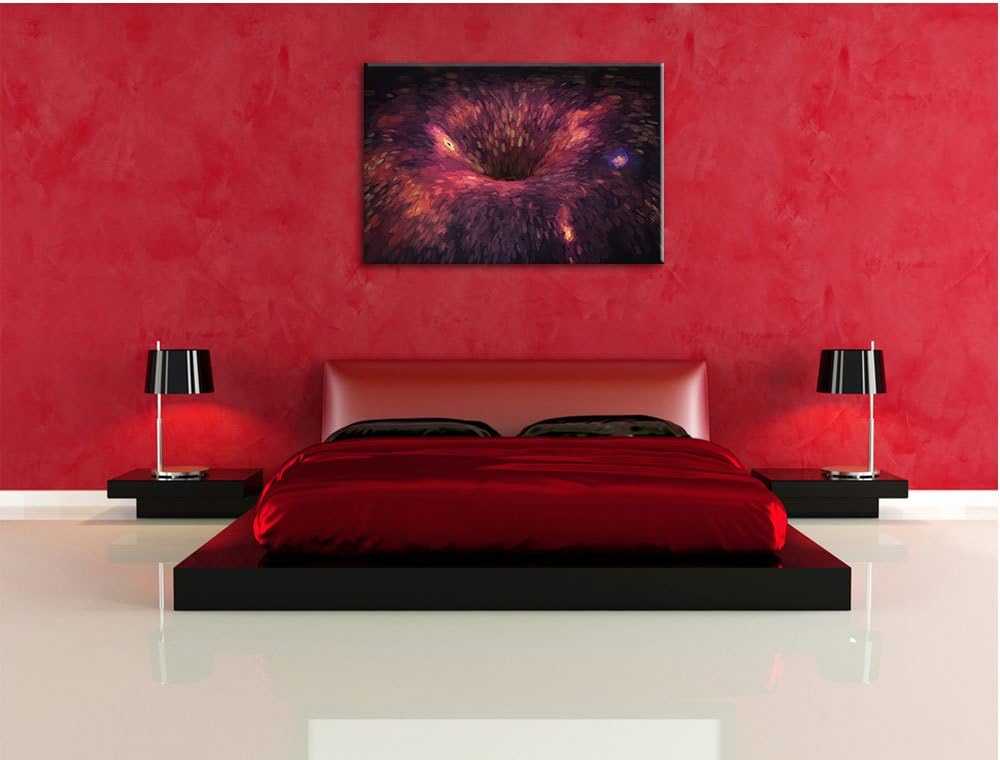Pixxprint Schwarzes Loch im Weltall Kunst/Format: 100x70cm / Leinwandbild fertig bespannt Wandbild K
