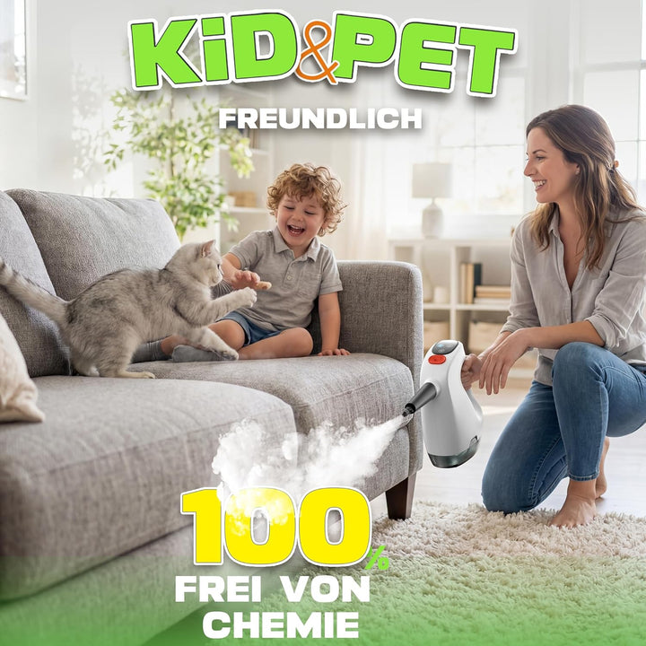 Handdampfreiniger 1200W, 500ml abnehmbarer Wassertank mit Reinigungsmittelspender, entfernt Fett und