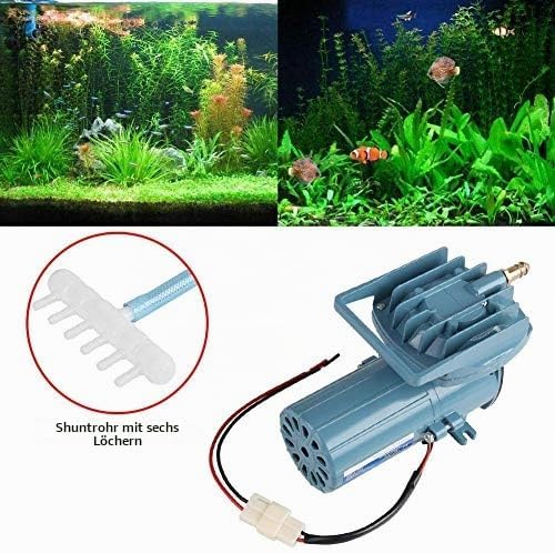 Superleise Aquarium Durchlüfter Luftpumpe, 12v 35W 68 l/min Leistungsstark Sauerstoffpumpe mit 6 Spe