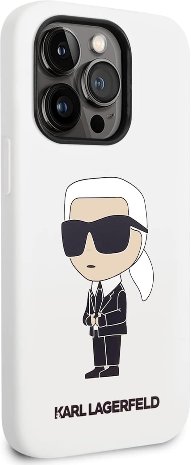 Karl Lagerfeld KLHCP14XSNIKBCH Hülle für iPhone 14 Pro Max 6,7" hardcase Weiss Silicone Ikonik Black