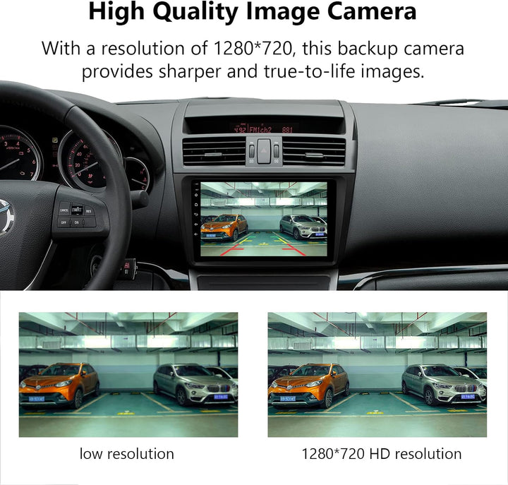 Eonon 720P AHD Rückfahrkamera, Weitwinkel 140°, Wasserdicht Staubdicht, Rückfahrkamera mit RCA-Verbi