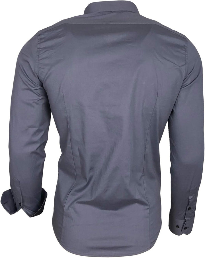 Herren-Hemd Langarm/Business Freizeit Hochzeit/Bügelleicht/Slim-Fit/Anzug Kentkragen Hemd B-500, S A